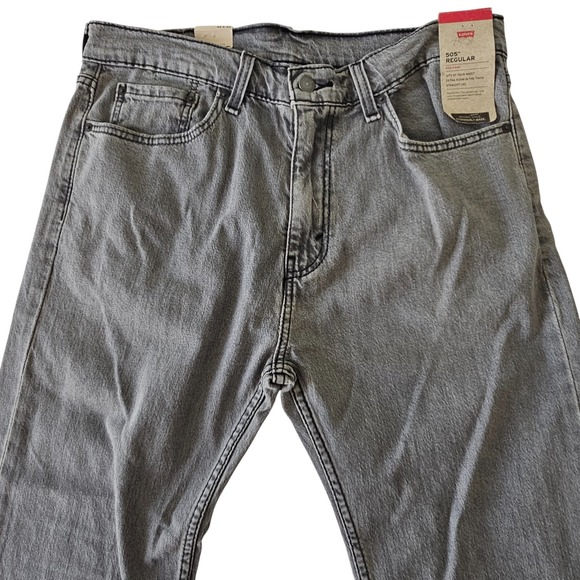 Levi Strauss Men's 505 Regular Jeans Light Gray Straight Leg Eco Ease 36x29 - Picture 4 of 9